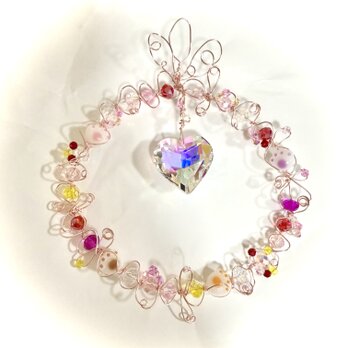 ソラトツナグサンキャッチャー　ピンクのハート