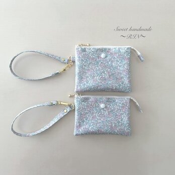 4ポケット ミニ財布ポーチ【お札2つ折り／3つ折り】デコレクションズ（A tiny flower／タイニーフラワー）