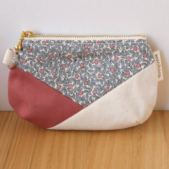 3/31販売終了！セール✨帆布ファスナーポーチ12cm　一点限定　リバティ　コスメポーチ　ボタニカル　小さめ　ギフト　No409