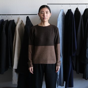 enrica cashmere&sable knit / camel×brown