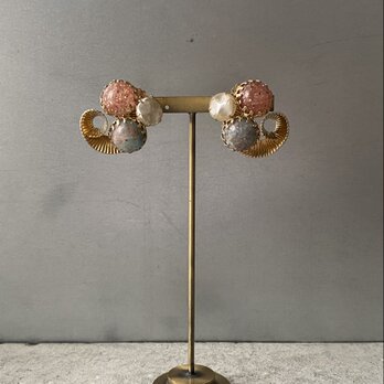 Vintage 60s USA retro colorful stone pearl earring