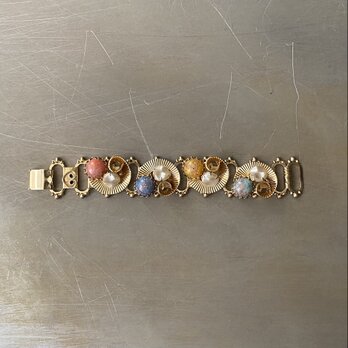 Vintage 60s USA retro colorful stone pearl bracelet