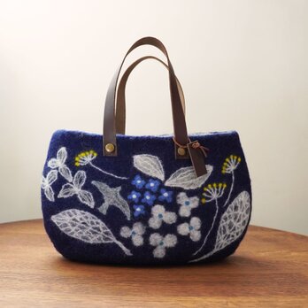 羊毛フェルトバッグ/夜半の森