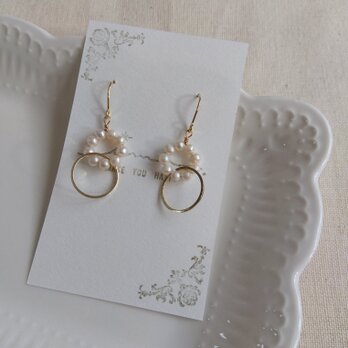 14kgf 小さな淡水パールのリングピアス