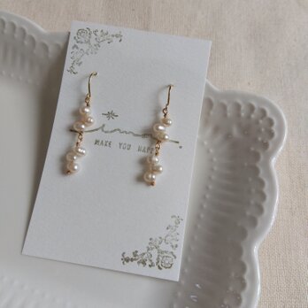 14kgf 淡水クレオポストパールの揺れるピアス