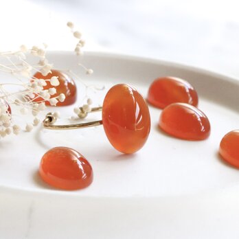 艶オレンジ＊カーネリアンの一粒フリーリング｜天然石｜ゴールド/シルバー --Carnelian Glow--