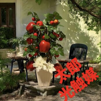 光触媒　人工観葉植物　ウォールグリーン　フェイクグリーン　林檎　リンゴタワー