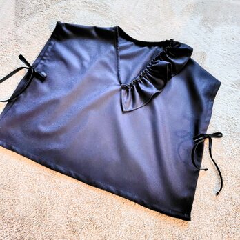 濃紺上質ウールサイドリボンベスト