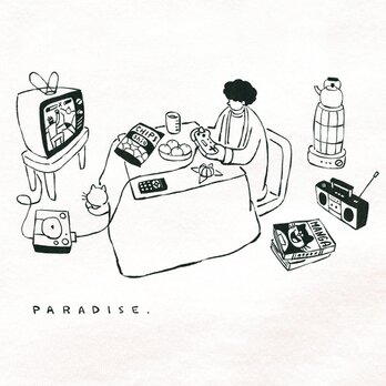 半袖Tシャツ『パラダイスインドア』メンズ レディース スイーツ ホワイト