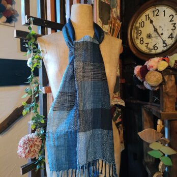 残糸利用　綿マフラー　送料無料　