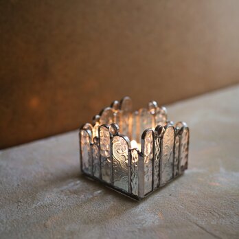 《フローラ》クリアガラスのキャンドルホルダー ✤ステンドグラス