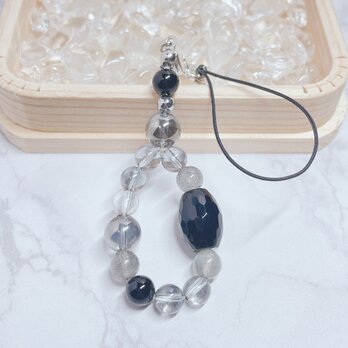 何がしたいのか悩んでいる方へ◎才能開花◎ オニキス ラブラドライト シルバーオーラ パワーストーン 天然石ストラップNo721S