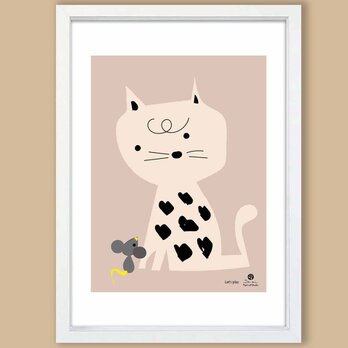 遊ぼうよ〜　ネコ　送料無料 　イラスト　A4〜A0　ポスター　アートポスター　アート/sei検索新着順　2905