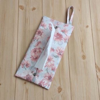 持ち手付き　携帯ティッシュケース　ボックスティッシュから詰替え　吊り下げ　ペーパータオルケース　向日葵　ピンク　533