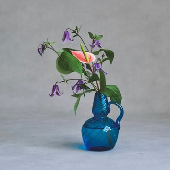 【Pilgrim】アメリカ製 /ヴィンテージ / ガラス花瓶 / ターコイズブルー