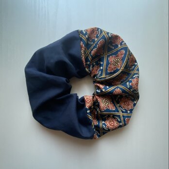 着物リメイクシュシュ⑭（ネイビー系）