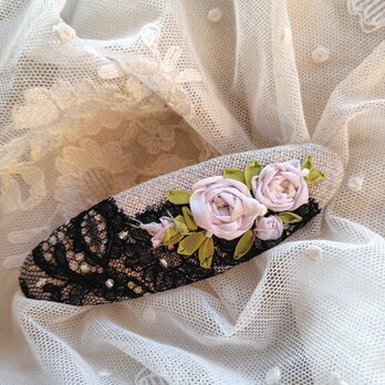 アンティークレース*リボン刺繍*バレッタ*d