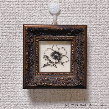 ハサミ切り絵原画 ポーチュラカ 【額装済】