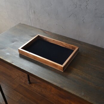 0310mito　国産ひのきのカフェトレイ（黒ベロア生地）