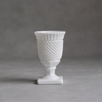 【Westmoreland】アメリカ製 / ヴィンテージ/ "Old Quilt" ガラス花瓶 / ホワイト