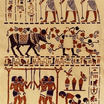 【Eさま専用ページ】型染め手ぬぐい　ぶどうのお酒　(茶系)（綿100％・手染め捺染）