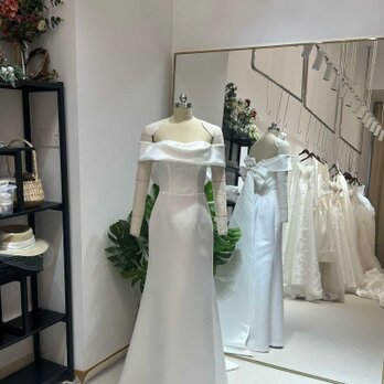 ウェディングドレス オフショルダー ふっくら柔らかなバックリボン 優雅なシルエット マーメイドライン 拳式