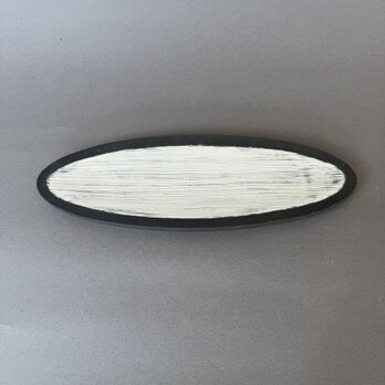 白化粧刷毛目楕円皿