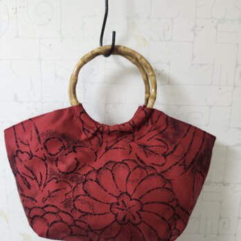 クリスマスSALE　帯リメイク　リング持ち手バッグ