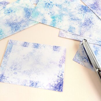 ブルーの雪の結晶メモ　3色×8柄（24枚）のコピーのコピー