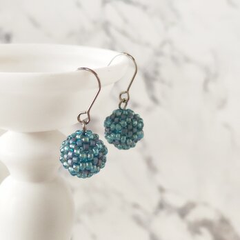 ビーズボールピアス(浅縹)