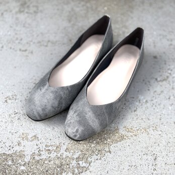 在庫分のみアウトレット価格　幅広　ローヒールパンプス　フラットシューズ　ふわふわクッション　アンティークグレー