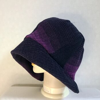 魅せる帽子☆ふんわり軽い♪ウールのグラデーションクロッシュ～ブラック&パープル