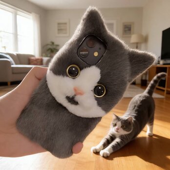 iPhone 17 16 ケース シェル ペット Samsung Android 全機種対応 黒猫  猫 愛猫 アムスマホケース