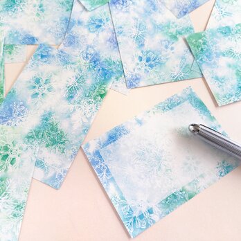 ブルーグリーンの雪の結晶メモ　3色×8柄（24枚）のコピーのコピーのコピー