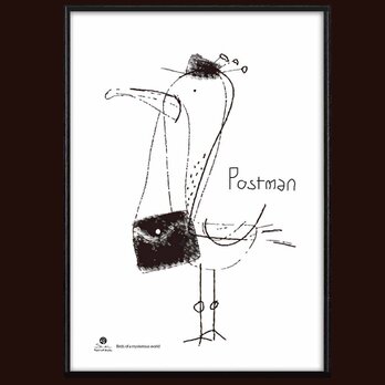 ポストマン　鳥　送料無料 　イラスト　A4〜A0　ポスター　アートポスター　アート/sei検索新着順　3844