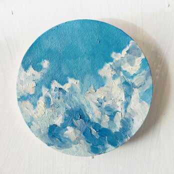 直径15㎝「空　その1」油彩・絵画・原画・丸形・アートパネル