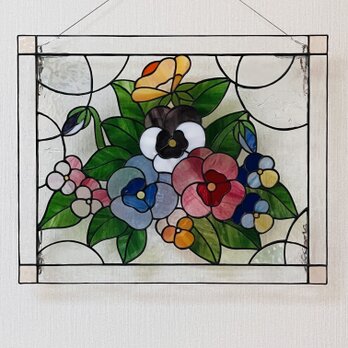 ステンドグラスのパネル『パンジー』