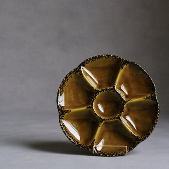 【GIEN】フランス製 /ヴィンテージ / 陶器製オイスタープレート / オリーブ