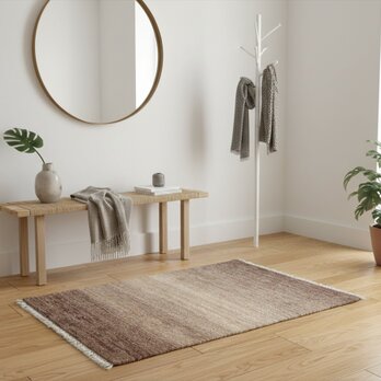 四季を楽しむオールシーズンラグ　オーガニックラグ　ガゼニギャッベ　ココアブラウン　68x48cm