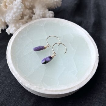 【SALE＊12/16まで】【K14gf】チャロアイトのピアス(イヤリング)