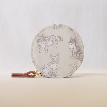 リバティプリント小銭入れ　　ミャオウ（ベージュ）A