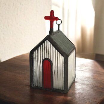 ステンドグラス教会キャンドルホルダーグリーンNo,3137