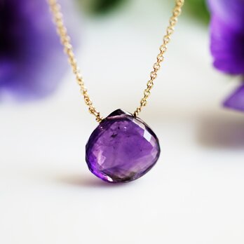 大粒・極上発色★アメジストのマロンカット14KGFネックレス　～花紫（はなむらさき）