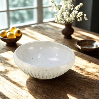 粉引削ぎ目　盛り鉢【美濃焼】