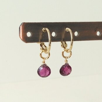 ロードライトガーネット2WAYフープイヤリング