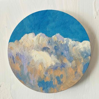 直径20㎝「空　その2」油彩・絵画・原画・丸形・アートパネル