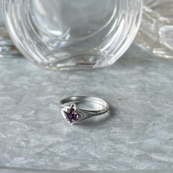 R417-ヴィンテージリング U.S.A. 1960's SILVER G Amethyst Color Cut Glass