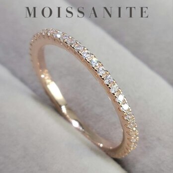 最高品質 モアサナイト 人工ダイヤ フルエタニティ リング ピンクゴールド シルバー925