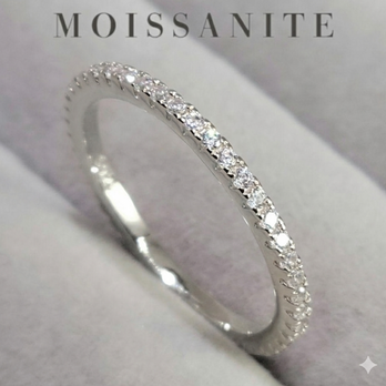 最高品質 モアサナイト 人工ダイヤ フルエタニティ リング シルバー925