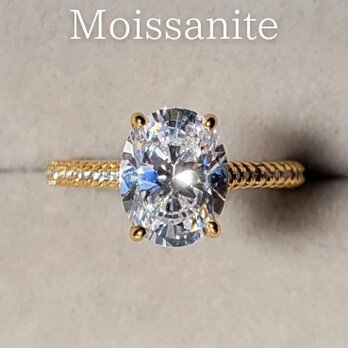 最高品質 モアサナイト 人工ダイヤ オーバルダイヤ リング ゴールド 2ct